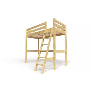 Abc Meubles - Lit mezzanine 1 place bois Sylvia 90x200 &eacute;chelle inclin&eacute;e - Miel