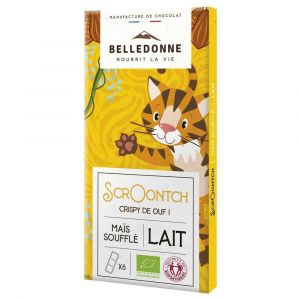 Belledonne - Tablettes de chocolat au lait maïs soufflé 80g