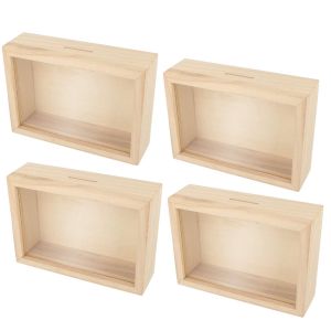 Artemio - 4 tirelires avec cadre en bois à décorer 12 x 17 cm