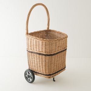Kok Maison - Panier à buches à roulettes en osier