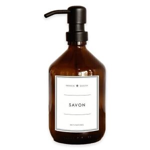 Les Flacons De L’apothicaire - Flacon vide savon 500 ml - Verre ambré - Pompe noire