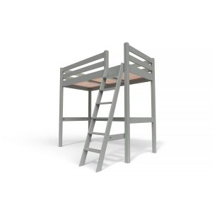 Abc Meubles - Lit mezzanine 1 place bois Sylvia 90x200 &eacute;chelle inclin&eacute;e - Gris