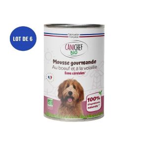Canichef - Lot de 6 Mousse sans céréales chien boeuf bio 400g