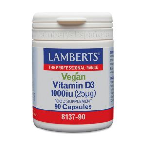 Lamberts - Vitamine D3 végétalienne 1000UI (25µg) 90 capsules