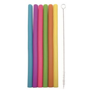 Dotz - Set de 6 pailles droites en silicone multicolore 25cm