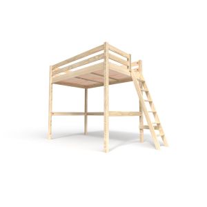 Abc Meubles - Lit mezzanine 1 place bois Sylvia 120x200 échelle inclinée - Boi