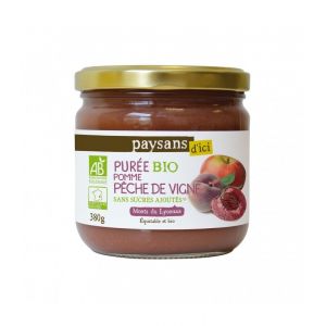 Paysans D'ici - Pur&eacute;e Pomme P&ecirc;che de Vigne bio et &eacute;quitable