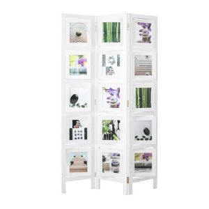Homestyle4u - Paravent 3 pans Mur de photos blanc