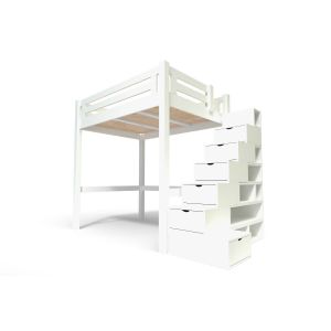 Abc Meubles - Lit Mezzanine adulte bois 120x200 Alpage hauteur réglable + esca