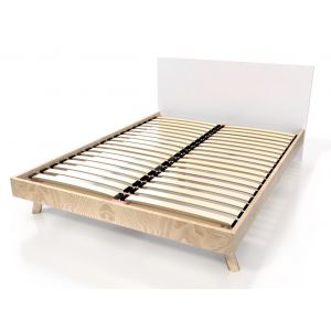 Abc Meubles - Lit scandinave viking 140x200 en bois massif - Bois Clair verni/