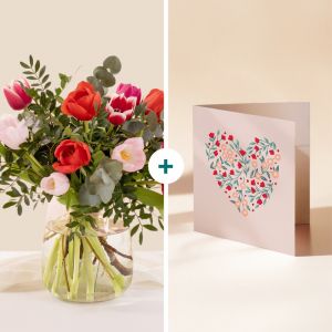 Bouquet tulipes d'amour pour la Saint-Valentin et sa carte message - Interflora