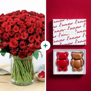 101 Roses et coffret Prestige - Cyril Lignac - Interflora - Livraison de fleurs