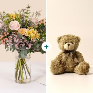 Bouquet sorbet et ourson en peluche - Interflora