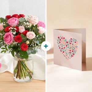 Bouquet de fleurs Kiss et sa carte message- Interflora