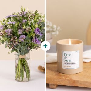 Bouquet Myrtille et bougie parfum&eacute;e - Interflora