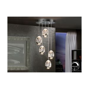 Luminaire Suspension Design Roci Chrome 5 Lampes