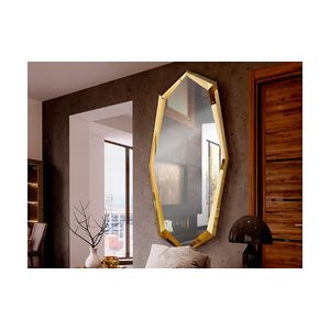 Miroir en acier brillant finition or