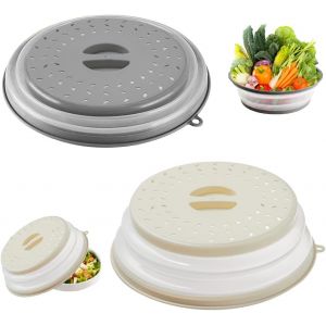 Set de 2 Couvercles Micro onde de 27 cm beige gris Vendos85