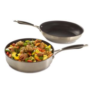 Set Poêle et sauteuse antiadhérentes inox  Excell'Inox 24 cm Mathon