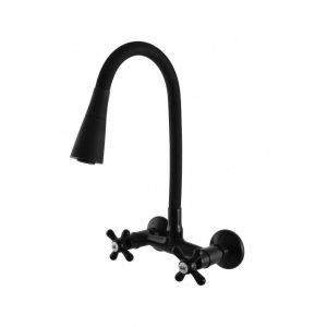 Mélangeur évier mural flexible à mémoire de forme MORAVA RETRO laiton noir mat Rav
