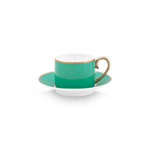 Paire tasse café (1 tasse + 1 sous-tasse) Pip Chique Or-Vert - 120ml Pip Studio