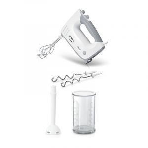 Batteur   - Mfq36440 - 450 W - 5 Vitesses - 2 Fouets / 2 Crochets Pétrisseurs Inox - Bol Gradué Avec Couvercle - Blanc / G Bosch
