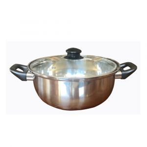Friteuse inox 26 cm avec couvercle verre bouton bakélie - Tous feux et induction Baumalu