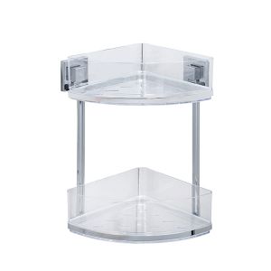Étagère d'angle en acier inox Vacuum-Loc® Quadro 2 niveaux Wenko by Maximex