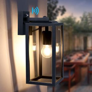 luminaire de lanterne murale ext&eacute;rieure en aluminium, abat-jour en verre &eacute;tanche avec douille E27 pour porte d'entr&eacute;e de porche, garage Vendos85