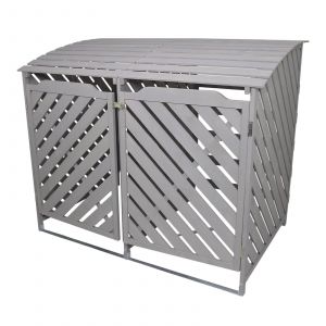 Cache Poubelle Double Gris Cérusé - 122cm  x 149cm x 92cm Monstershop