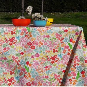 Nappe enduite Jardin fleuri - Carrée 160x160cm Fleur de Soleil