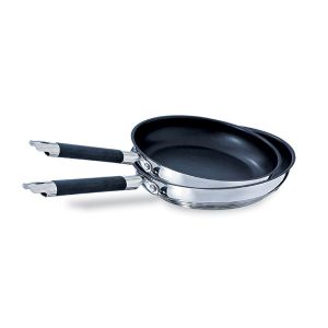 Lot 2 poêles antiadhésives Rapid Cook inox 20 et 24 cm Mathon