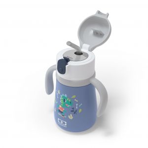 Gourde isotherme enfant évolutive avec paille MB Stram 360ml Bleu Dino Monbento