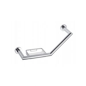 Barre de maintien coudée avec porte savon OMEGA en chrome 40x25x13cm Bemeta