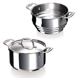 Set faitout Chef 18 cm avec couvercle et multi passoire vapeur Beka