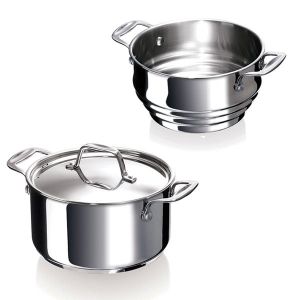 Set faitout Chef 16 cm avec couvercle et multi passoire vapeur Beka