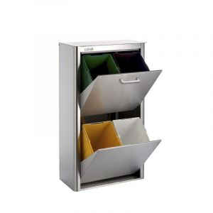 Poubelle de tri sélectif cubek en acier inoxydable. 4 compartiments de 20 litres Don Hierro