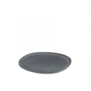 Assiette plate irrégulière en céramique grise L20cm J-Line