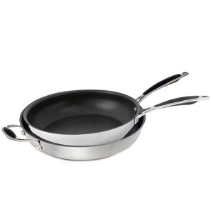 Lot de 2 poêles inox antiadhérentes Excell'Inox 28 et 32 cm Mathon