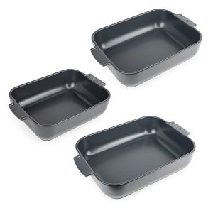 Set de 3 plats à four rectangulaires ardoise céramique, 25, 32 et 40cm Peugeot