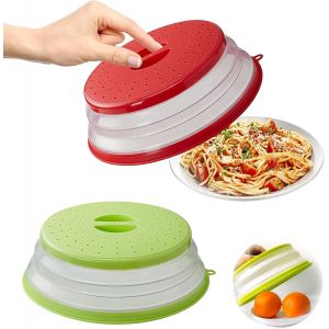 Set de 2 Couvercles Micro onde de 26 cm vert rouge Vendos85