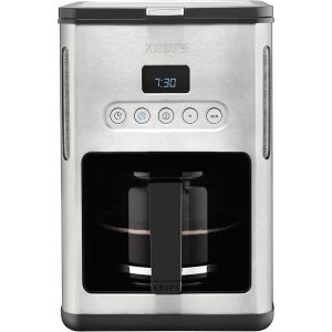 cafetière électrique de 1,25L pour 10 tasses avec écran LCD et programmable 1000W gris Krups