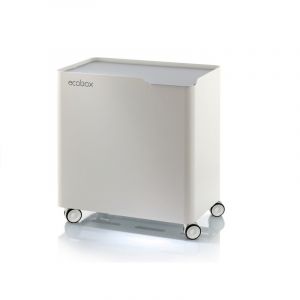 Poubelle design tri sélectif, fermeture douce, 60 litres, ECOBOX, Blanc-Gris Don Hierro