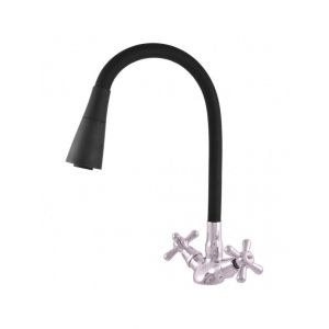 Mélangeur évier flexible à mémoire de forme noir MORAVA RETRO en chrome Rav