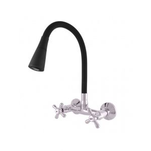 Mélangeur évier mural flexible à mémoire de forme noir MORAVA RETRO en chrome Rav