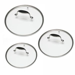Lot de 3 couvercles en verre Excell'Inox 20, 24 et 28 cm  Mathon