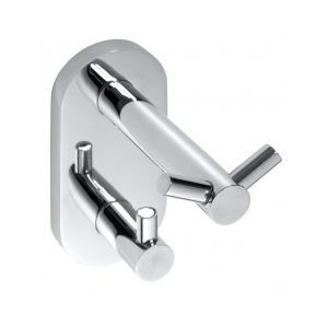 Patère double OMEGA en chrome 5,5x12x9cm-Sans adhésive--5.5--1.2 Bemeta