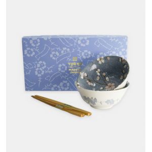 SAKURA - Coffret de 2 bols et de 2 paires de baguettes