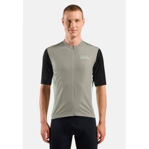Odlo Maillot de cyclisme à zip intégral et imprimé héritage Essentials pour homme, S, beige