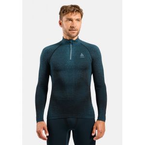 Odlo Sous-v&ecirc;tement technique &agrave; demi-zip POW Blackcomb pour homme, S, blau